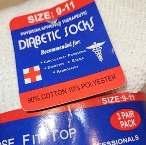 Diabetic Crew Socks set of 3 in white